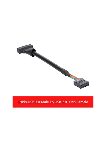 Teltree 19pin Usb 3.0 Erkekden 9pin Usb 2.0 Dişeye Donanım Bağlantı Kablosu - 14.5cm Uzunluk