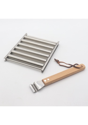 Yuntech01 Taşınabilir Paslanmaz Çelik Izgara - Dışarıda Ve Evde Kullanım, Eşit Isıtma İle Sosis Ve Hot Dog Pişirme Aleti 16.5x14x3.5cm