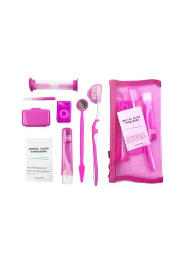 Willowhaven 8'li Diş Bakım Seti: Çok Amaçlı Diş Fırçası, Diş İpi Ve Seyahat Kiti Pembe