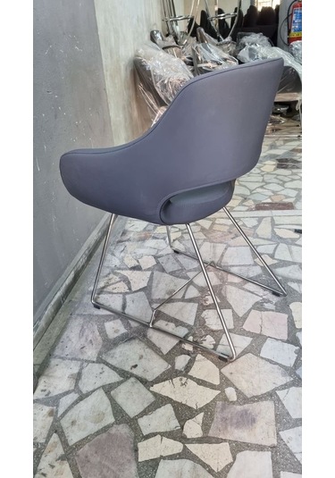 Bintaşmobilya Viva Antrasit Gri Deri Ofis Bekleme Koltuğu