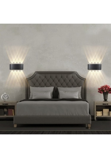 Tongxida Modern Led Duvar Aydınlatma - 8 Ledli Şık Salon Ve Yatak Odası Aplik Siyah Siyah