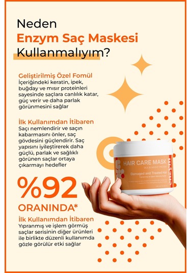 Enzym Cosmetics Kuru Yıpranmış ve İşlem Görmüş Saçlar için Bakım Maskesi 250 ML