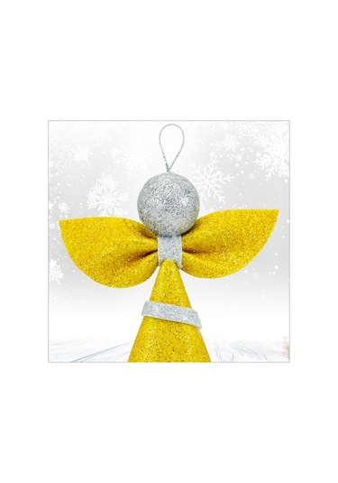 Yılbaşı Ağacı Simli Eva Külah Tepelik, 14cm X 9cm - Altın