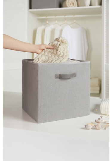 Ocean Home Textile 2'li Gri Renk Jüt Kutu Set 33x30x33 cm