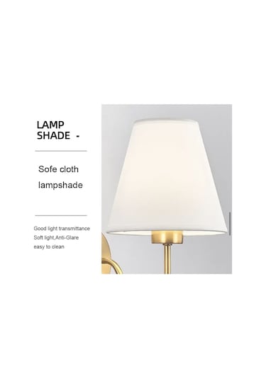 Burenze Modern Tasarım Duvar Aplik Gold Gövde Krem Abajur