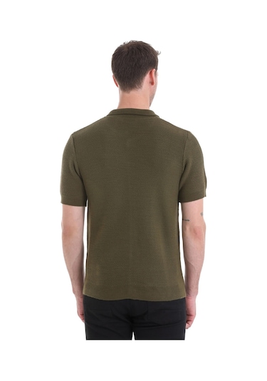Hatemoğlu Regular Fit Düz Düğmeli Kısa Kollu Triko Hırka 34162024c001 022 - Haki