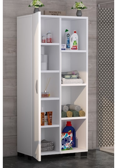 Silva Çok Amaçlı Tek Kapaklı Raflı Dolap Beyaz Beyaz