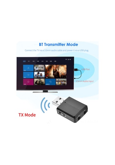 Konesam Siyah Bt 5.0 Ses Alıcı-verici: Taşınabilir Kablosuz Adaptör, Tv/stereo'dan Kulaklık/speaker'a Akış, 15m Menzil
