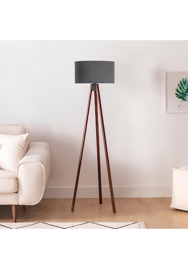 Homing Antrasit Kumaş Başlıklı Tripod Lambader Ayd-2932