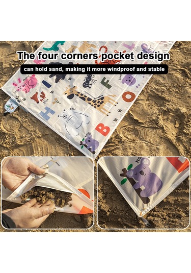 Shineyee Hafifçe Taşınabilir Dış Mekan Nem Engelleme Matı - Çadır Piknik Plaj Kullanıma Uygun - 100x145 Cm Hayvan Desenli Folyester Döşeme Çok Renkli