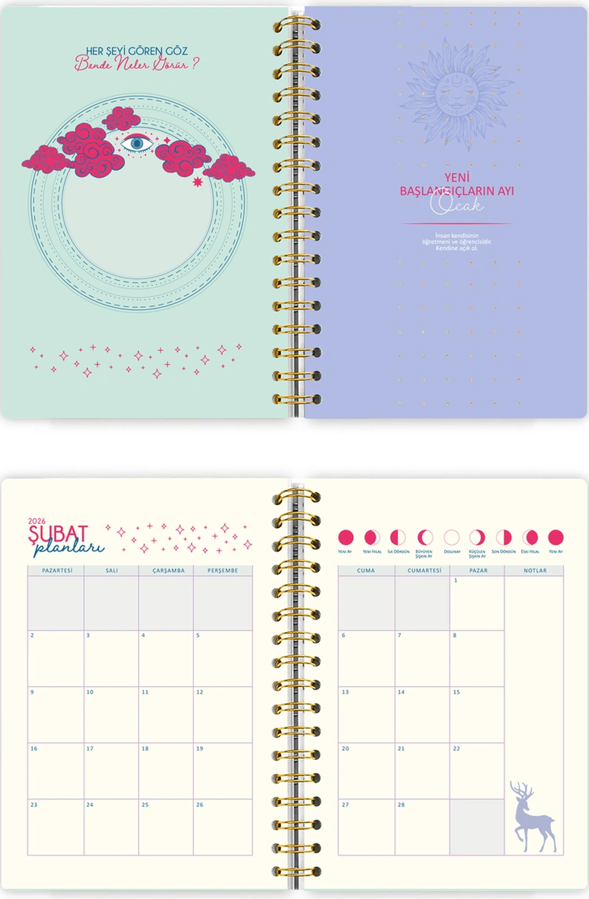 Spiralli Sert Kapak 2026 Haftalık Motivasyon Ajandası A5 2552