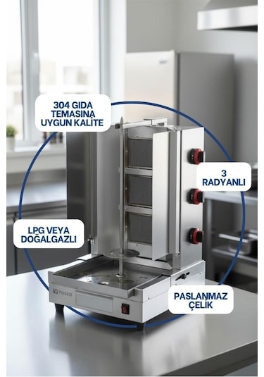 Vosco Döner Ocağı Alttan Motorlu 3 Radyan Dg