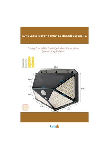 Güneş Enerjili 100 Ledli Bahçe Aydınlatma Lambası Çok Renkli