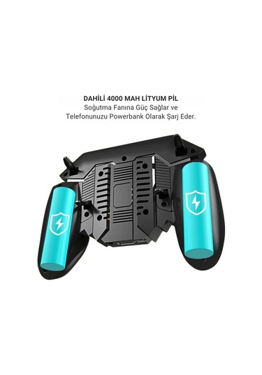 Polham 4000mah Şarjlı Telefon Soğutucu Ve Oyun Kolu, 6 Parmak Mobil Oyun Konsolu, Tüm Telefonlara Uyumlu