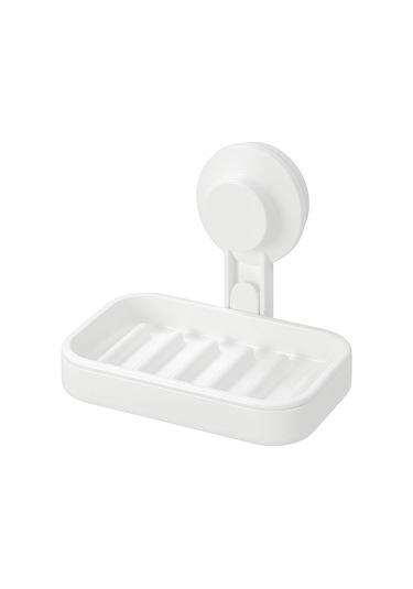 Vantuzlu Plastik Sabun Kabı 14x10 Cm İkea Sabunluk Beyaz Renk