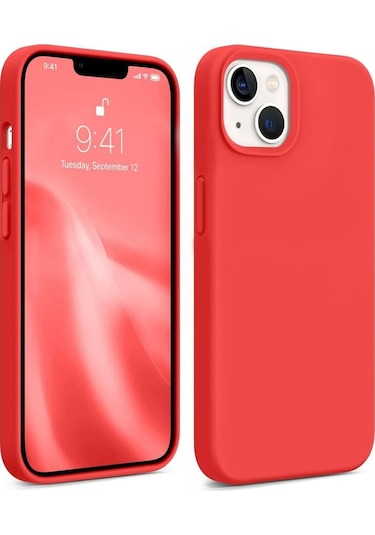 Apple Uyumlu iPhone 14 Lansman Arka Kapak Silikon Kılıf Kirmizi
