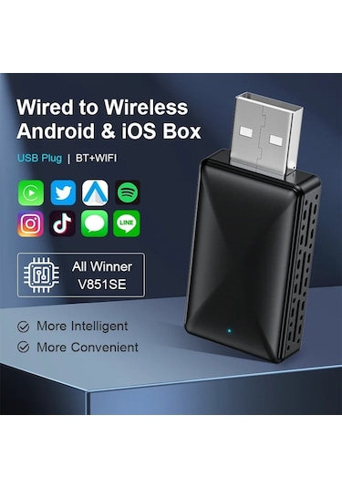 Araç Içi App Android Cihazlar Için 2in1 Usb Mini Carplay Adaptörü