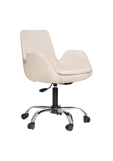 Markaelz Krom Metal Ayaklı Ofis Çalışma Sandalyesi Pescado Bej