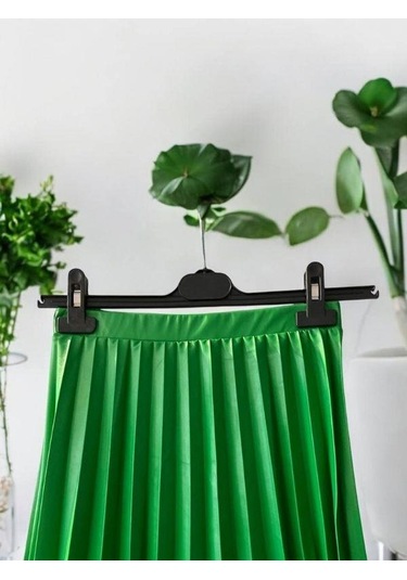 Kız Çocuk Beli Lastikli Pileli Deri Etek-14412 Yeşil