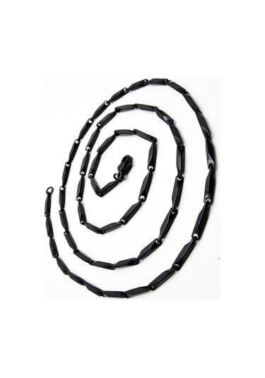 Siyah Üçgen Küp Ince Erkek Çelik Kolye Zincir Eck14 Beyaz