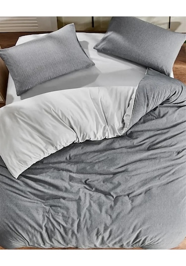 More Home Lastikli Çarşaf Çift Kişilik Nevresim Takımı Antrasit-Gri