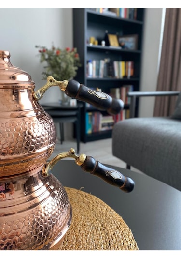 Bakır Petek Desenli Çaydanlık Bakır