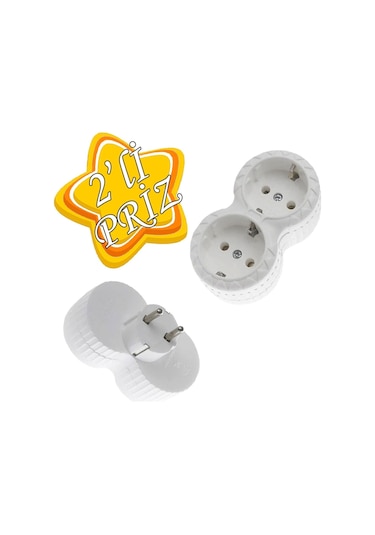 2 Li Topraklı Çoklu Grup Priz Çoğaltma Ikili Fiş Piriz