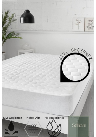Kapitoneli-microfiber Fitted %100 Sıvı Su Geçirmez Tek-çift Kişilik Yatak Koruyucu Çarşaf Alez Çocuk Beyaz