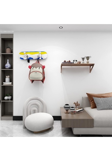 Yx008 1 Çift Dört Tekerlekli Kaykay Duvara Montaj Braketi Siyah