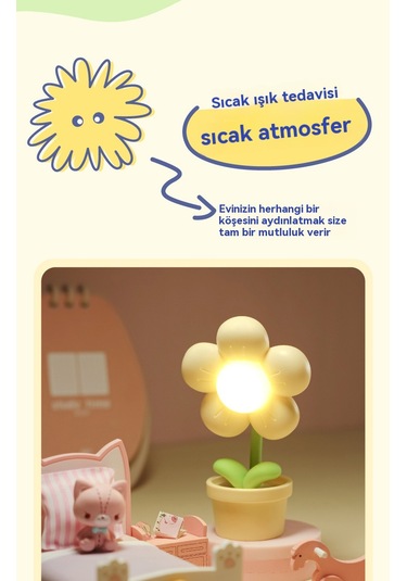 Yeni Mini Çiçek Göz Koruması Gece Lambası-pembe Açık Pembe