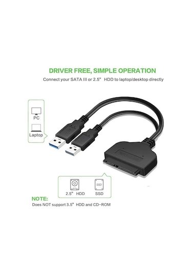 2.5" Usb 3.0 To Sata Hdd Ssd Dönüştürücü Adaptör Kablosu + Koruma Kutusu