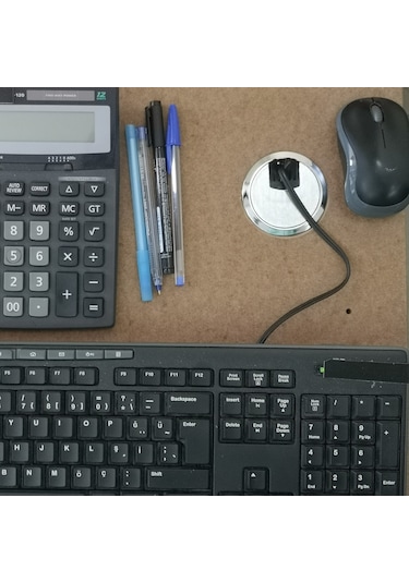 Adilon Masa Üstü Kablo Kanalı Deliği Kapağı, Krom, Masa Kapağı 6 Cm