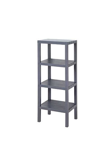 4 Katlı Dikey Raf Düzenleyici Plastik Raf Ünitesi Siyah, Kitaplık Gri