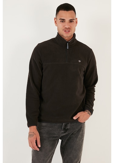 Buratti Slim Fit Anti-Pilling Tüylenme Yapmayan Bato Yaka Kışlık Şardonlu Erkek Polar 5906001 Antrasit