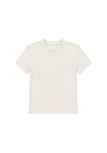 Mixray 2100 Kadın Slim Fit Bisiklet Yaka Soft Basic T-shirt Taş