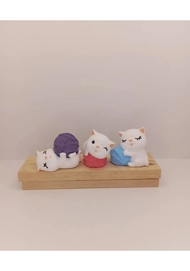 Tedi Sanat Kedi Biblo Dekoratif 3 Lü