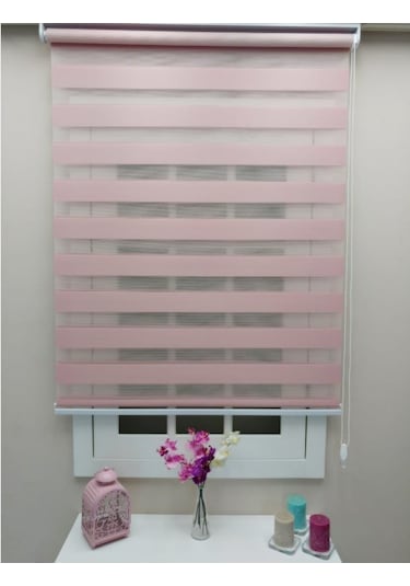 Pembe Bambu Zebra Stor Perde Altı Düz