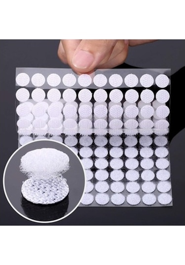 100 Adet Arkası Yapışkanlı Yuvarlak Cırt Cırtlı Bant, Kaliteli Ba