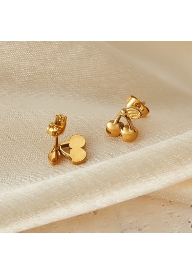 Sones Opk Ge943 1 Çift Paslanmaz Çelik Basit Narin Kiraz Küpe Altın