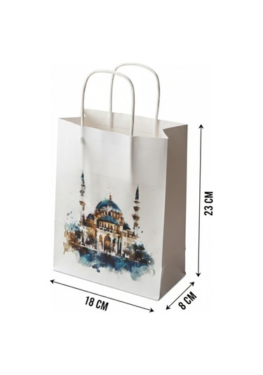 Ramazan Hediyelik Paketleme Çantası, 3lü Paket, Cami Tasarımlı Be