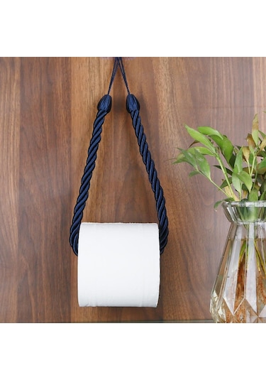 Lacivert 1 Adet Kağıt Havlu Tutucular Havlu Askısı Banyo Havlu Kancası Rulo Kağıt Havlu Tutucu Havlu Askısı Tuvalet İpi Vermek Çivisiz Bağlantı