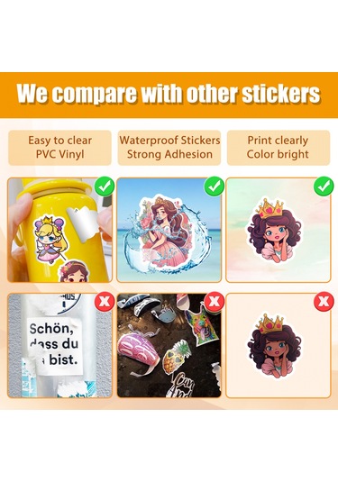 50 Çizgi Film Genç Prenses Çıkartması Çok Renkli