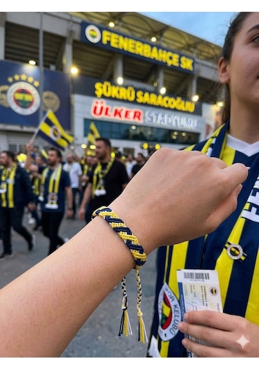 El Yapımı Sonsuzluk Taraftar Bilekliği Sarı - Lacivert