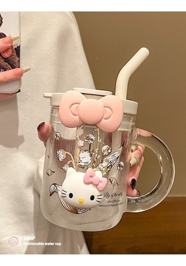 Aurora Büyükkapasiteli Cam Yeni Su Bardağıkız Hasır Fincan Çayırma Fincanı Beyaz