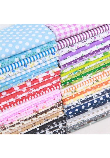 Geeksen Koton Kumaş Desenli Patchwork Seti, 7 Parça Siyah 50x50 Cm, Dıy Çanta Yastık Döşeme İçin El İşleri Malzemesi Siyah