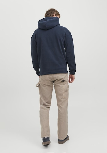 Jack & Jones Göğüs Baskılı Kapüşonlu Sweatshirt - Silverlake 12242470 Navy Blazer Siyah