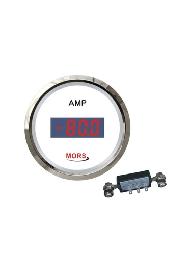 Mors Dijital Ampermetre 12-24 Volt Beyaz ( Şönt Dahildir ) Beyaz