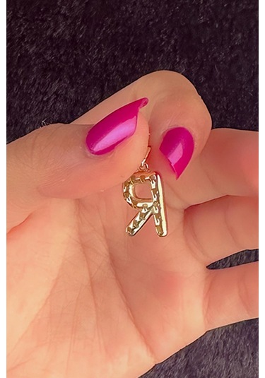 14 Ayar Altın R Harf Kolye Ucu 001