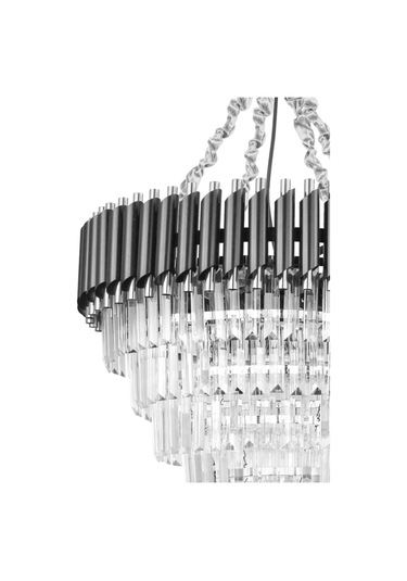 Palmira 60 Cm'lik Kristal Taşlı Lüks Avize 6'lı - Siyah-krom Siyah-Krom