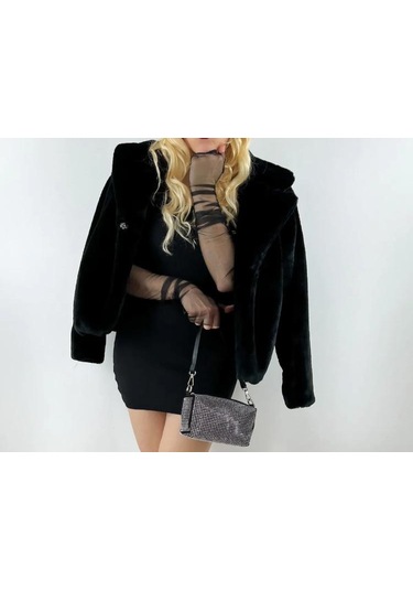 Modaonna Siyah Mini Triko Elbise Siyah